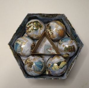 Box of 12 Christmas Ornaments with matching storage box